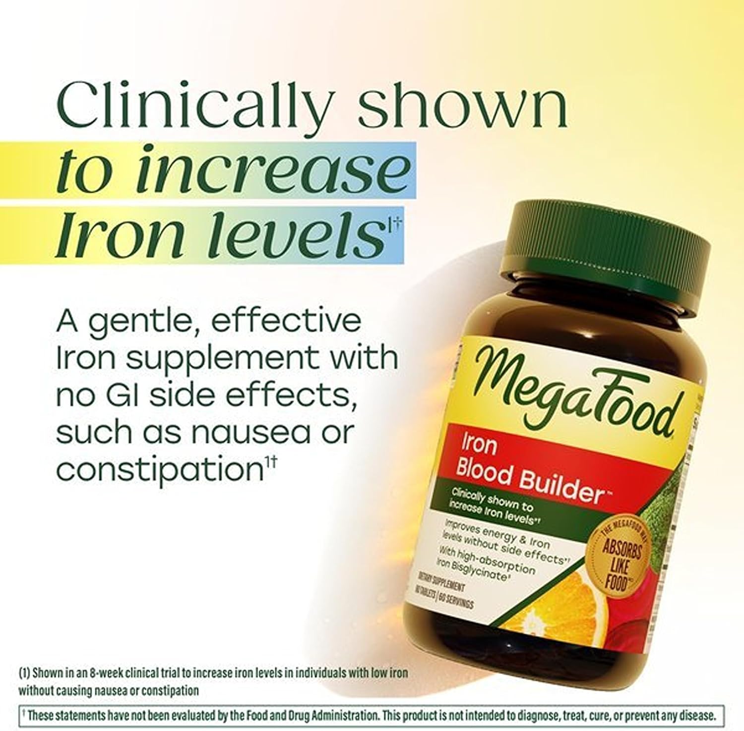 MegaFood Blood Builder Iron Supplement, Energy Support, Vegan, 60 Tablets