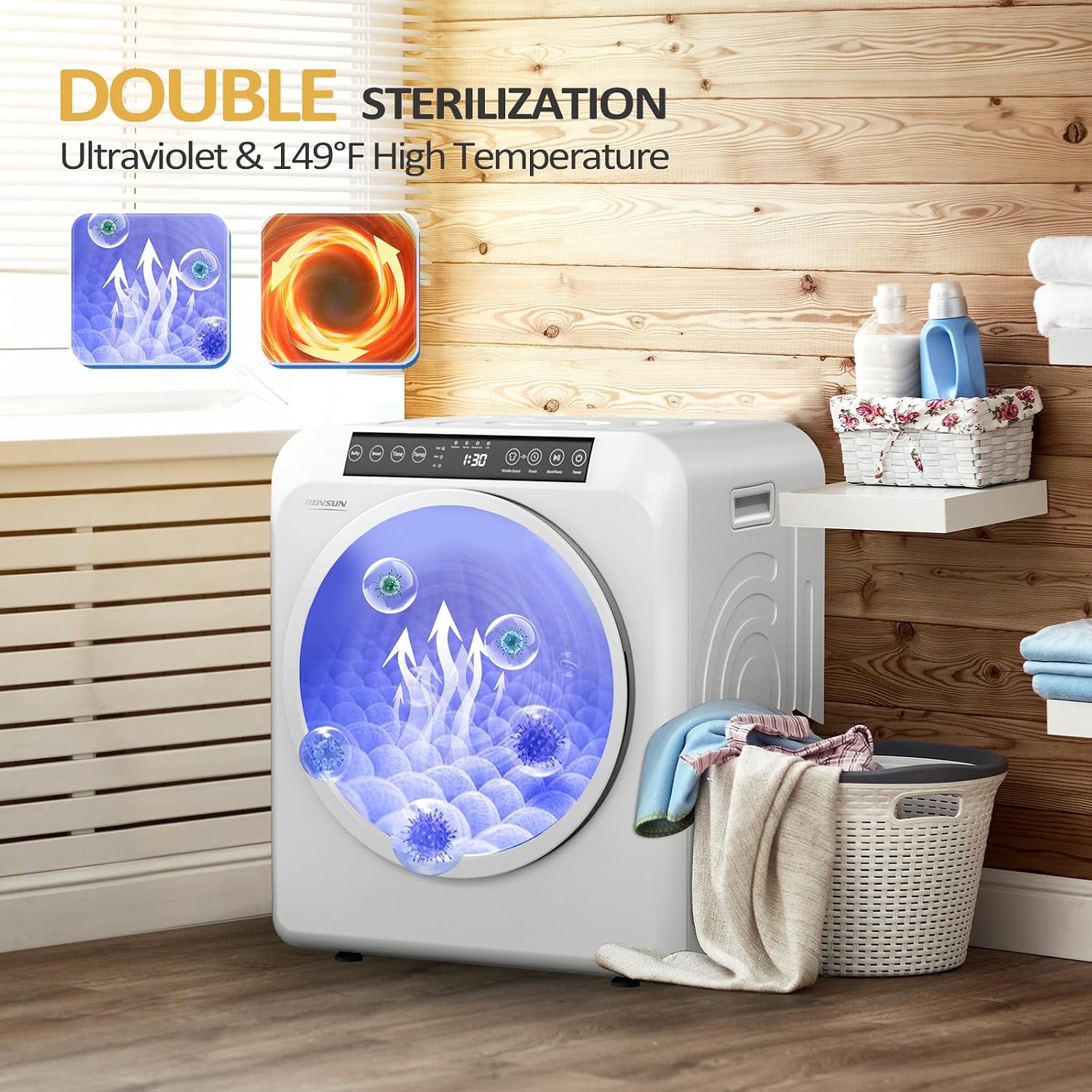 Bonnlo 3.5 Cu.Ft Clothes Dryer for Laundry, Electric Clothes Dryer, White