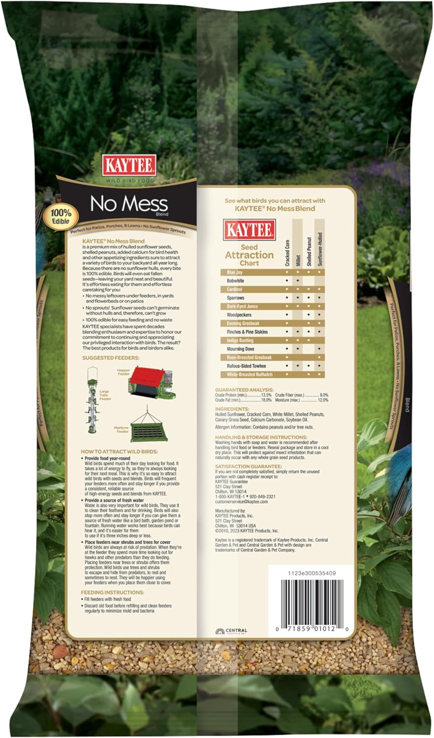 Kaytee Wild Bird No Mess Food Seed Blend for Cardinals, 5 Pound