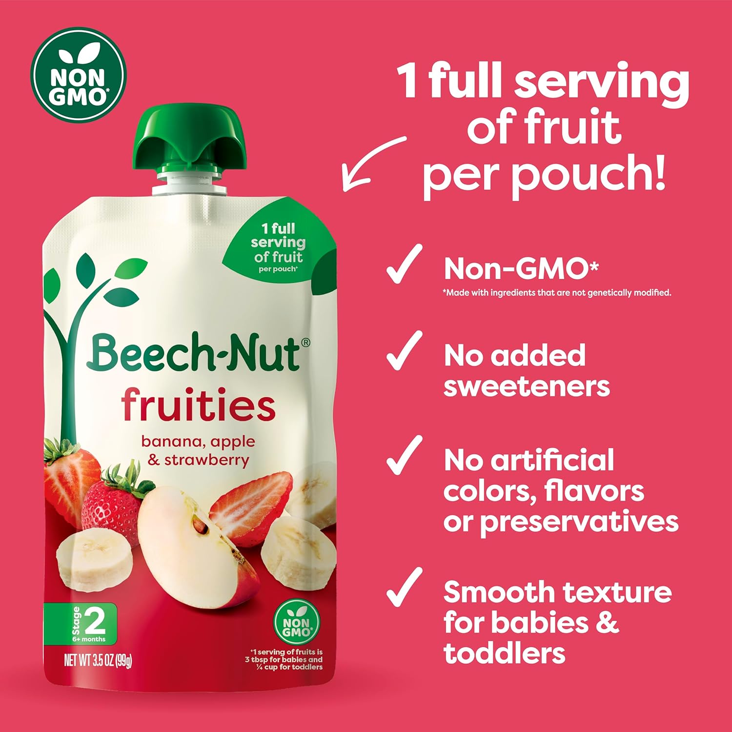 Beech-Nut Stage 2 Baby Food Pouch Variety Pack, Berry Blends, 18 Pouches