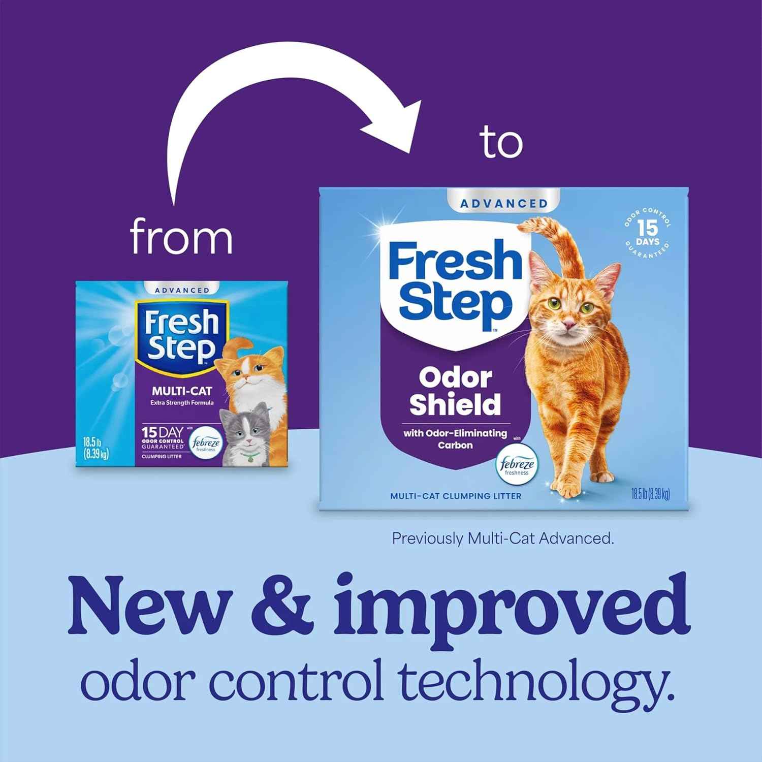 Fresh Step Advanced Odor Shield Multi Cat Clumping Cat Litter, 18.5 lb, 2Pk
