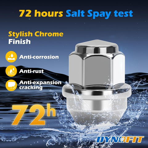 Dynofit 12mmx1.5 OEM Lug Nuts for 2005-2021 Fusion,2001-2026 Escape,2008-2018 Focus,One-Piece Style Stock Wheel Nuts Replace for MKC MKZ Factory Nut, Compatible with Ford Lincoln,Work on AL/Steel Rim