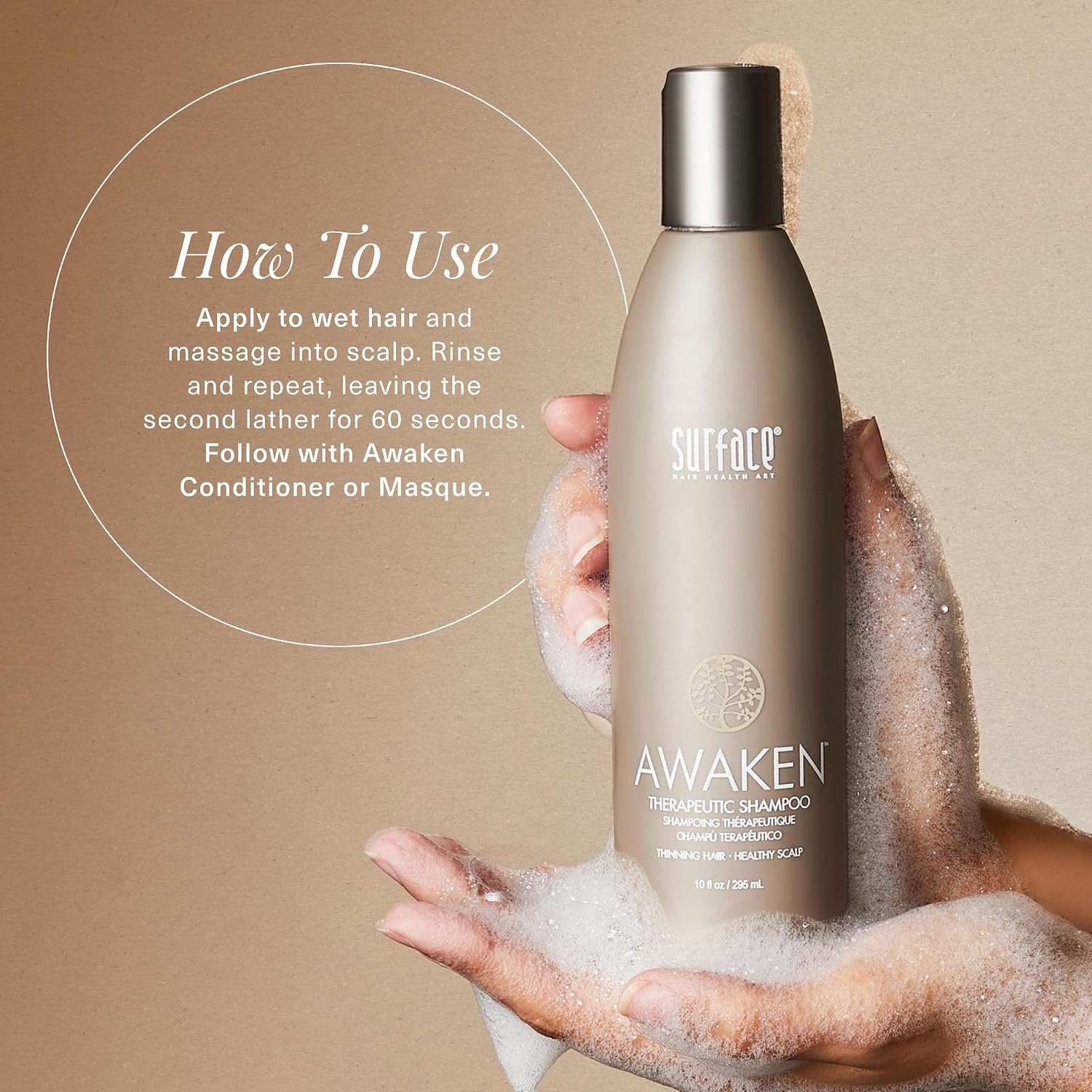 Surface Hair - Awaken Therapeutic Shampoo – Natural Ingredients for Thinning Hair and a Healthy Scalp