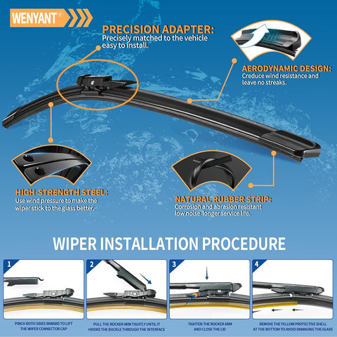 26"/22" Windshield Wipers Compatible with Ford Explorer 2011 2012 2013 2014 2015 2016 2017 2018 Front Wiper Blades for My Car Original Equipment Automotive Replacement (Set of 2)