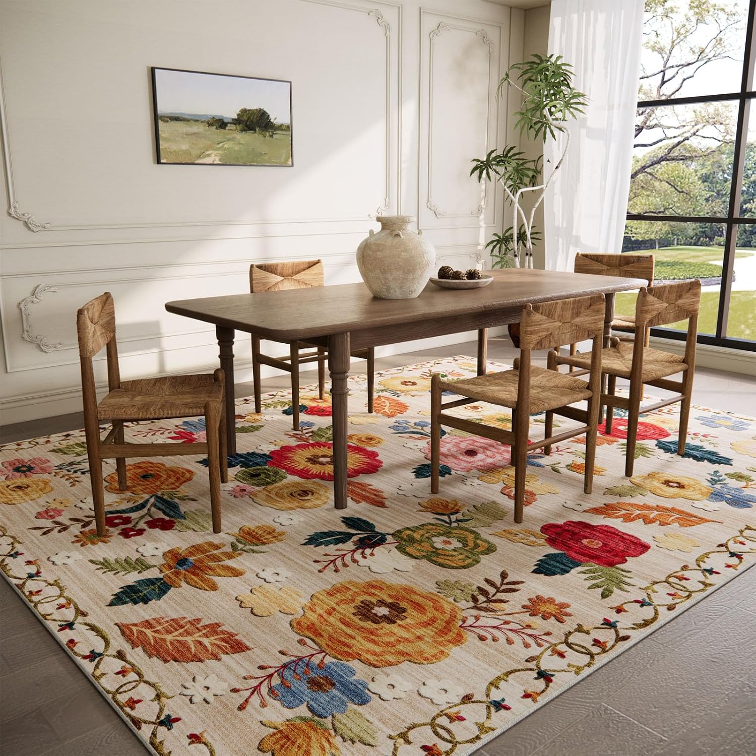 Washable Living Room Area Rug: 5x7 Rugs for Bedroom Non Slip Large Carpet