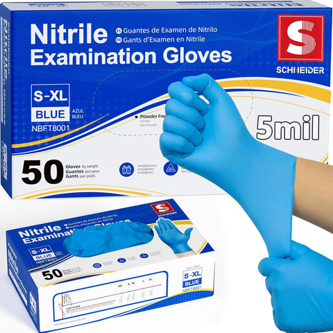 Schneider Black Nitrile Gloves, Gloves Disposable Latex Free, Powder Free