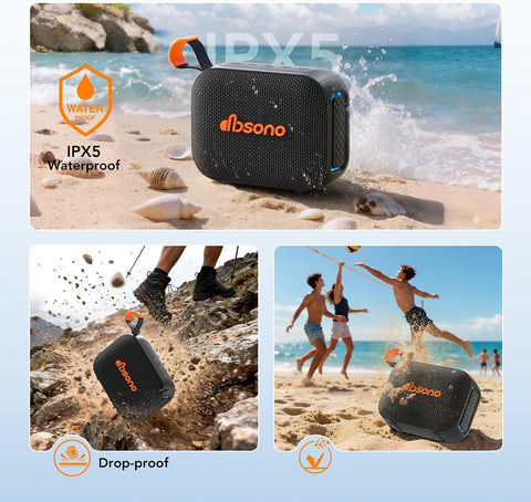 Portable Bluetooth Speaker Line-in Support: IPX5 Waterproof, Black
