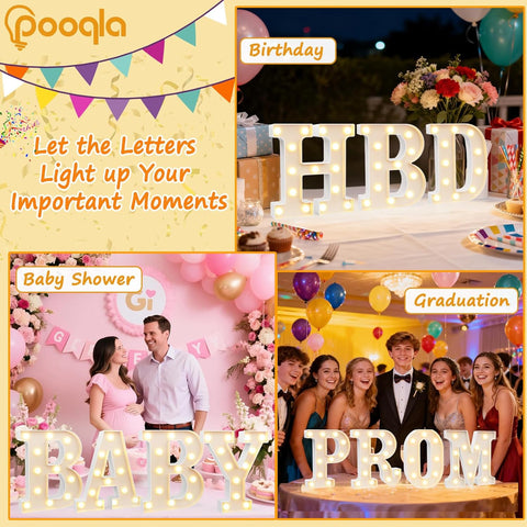 Pooqla LED Marquee Letter Lights Sign, Light Up Alphabet Letter for Home Party Wedding Decoration K
