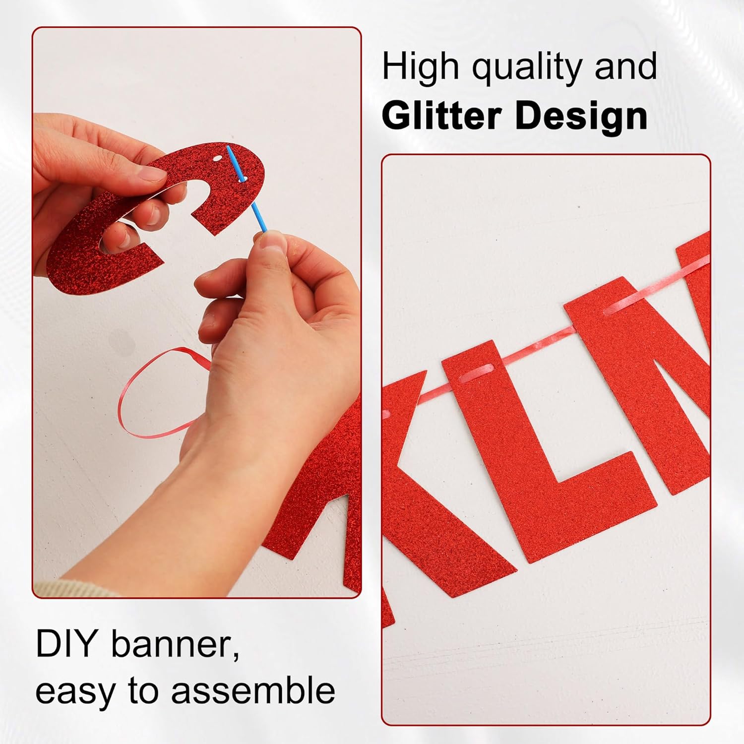 BEISHIDA Glitter Red 116 PCS A-Z DIY Letter Custom Banner Party Decor