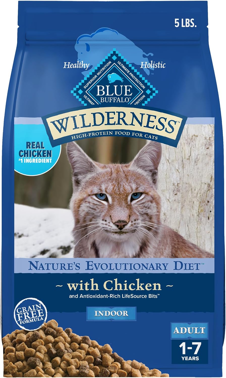 Blue Buffalo Wilderness Chicken Adult Indoor Dry Cat Food, Grain-Free, 5 lb