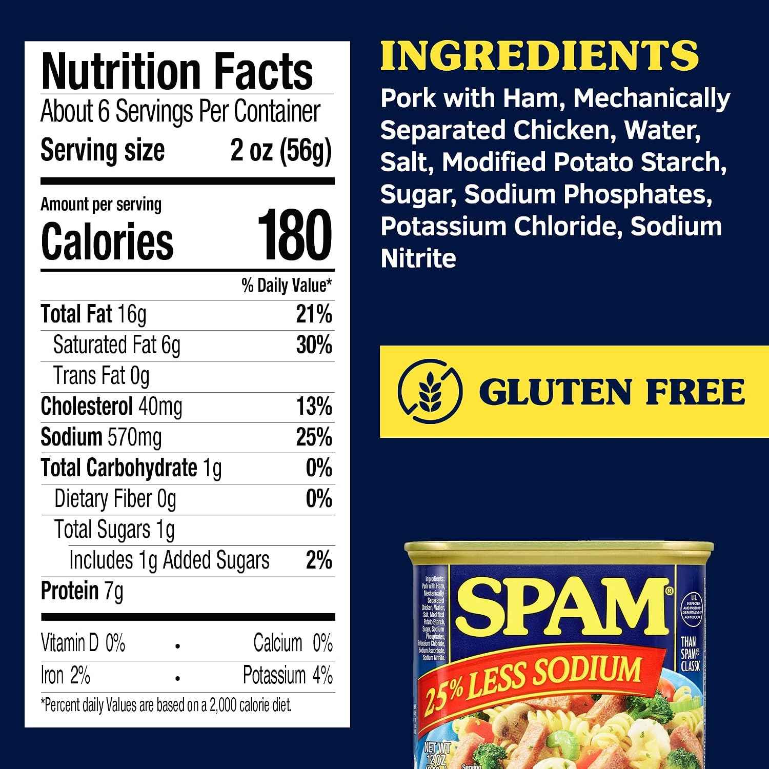 SPAM 25% Less Sodium Canned Meats, 12 oz Cans, 12 Pack, Packaging May Vary