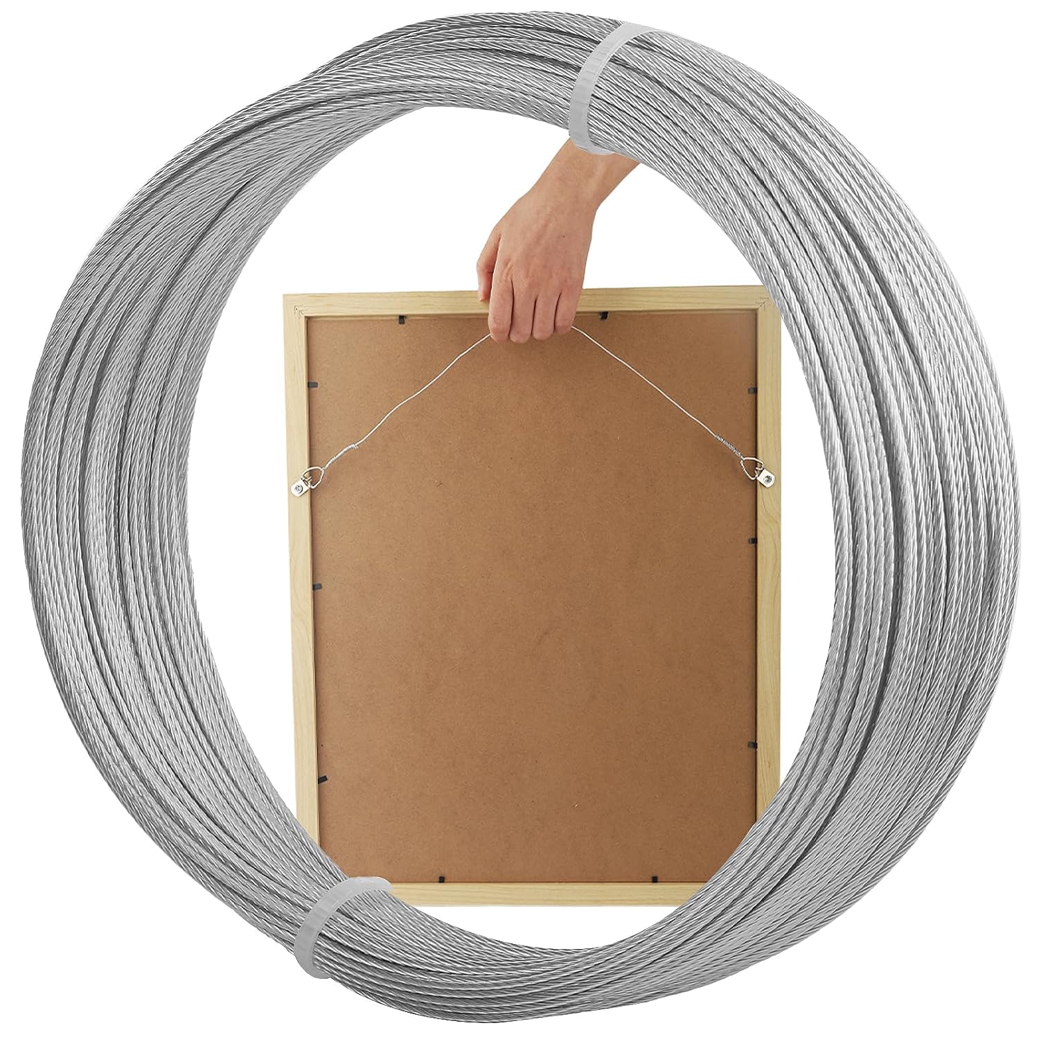 Picture Hanging Wire, 100 Feet Picture Frame Wire for Wall Frames, Canvas Paintings, Holiday Decor, Artwork,Garden Frames,Patio Decor, Photos, Supports Up to 30lbs