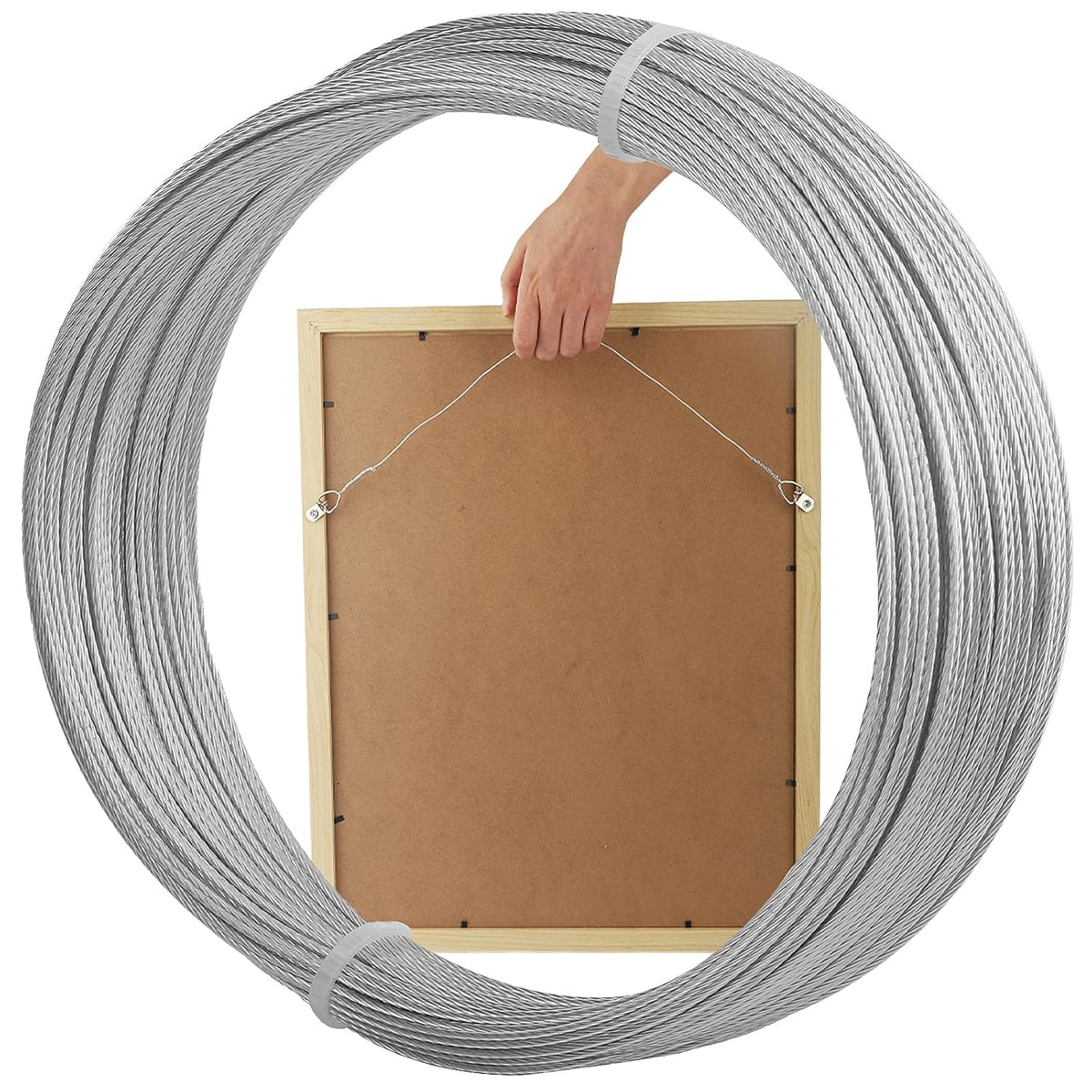 Picture Hanging Wire, 100 Feet Picture Frame Wire for Wall Frames, Canvas Paintings, Holiday Decor, Artwork,Garden Frames,Patio Decor, Photos, Supports Up to 30lbs