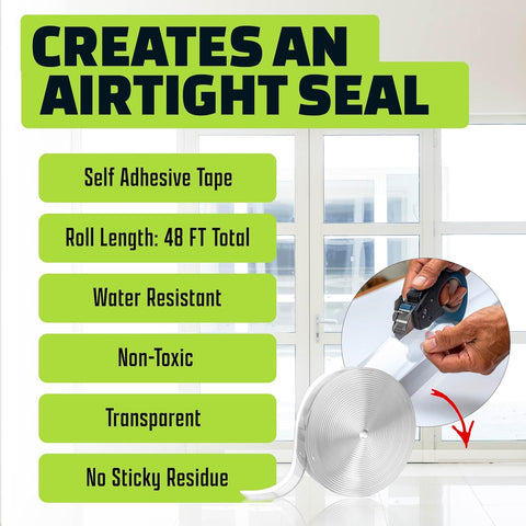 Alien Draft Seal Set of 49 Feet Anti-Draft Adhesive and Flexible Flap to Seal Gaps Around Doors and Windows As Seen On TV