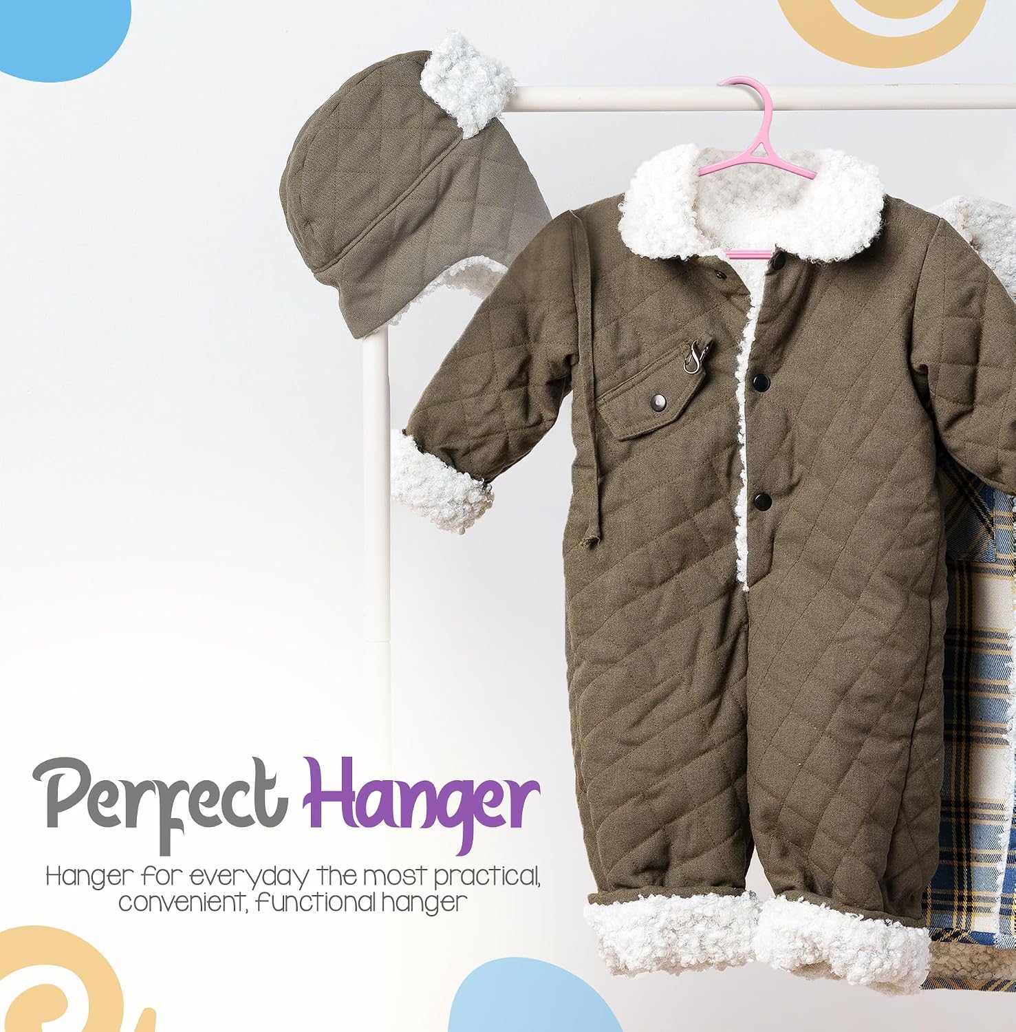 Utopia Home Kids Hangers 60 Pack – 11 Inch Non-Slip Baby Hangers Baby Pink