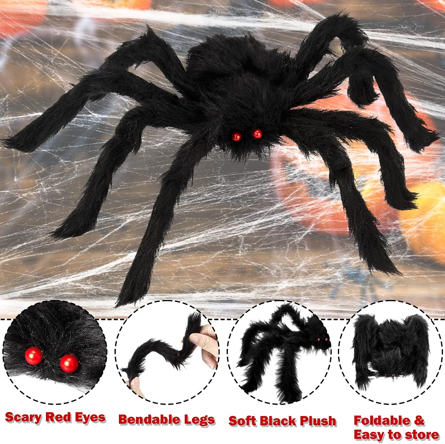 Colovis 8 PCS Halloween Spider Decorations for Indoor and Outdoor
