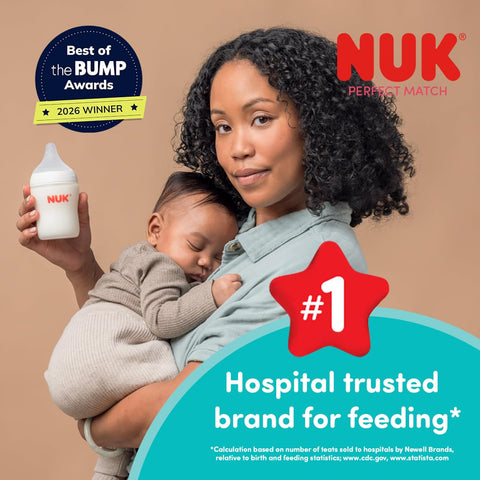 NUK Perfect Match Natural + Anti-Colic Bottle, 8 oz, 4 Pack