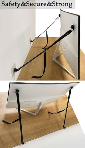 2 Pack Adjustable TV Safety Straps, No-Drill Adhesive Anti-Tip Furniture Anchors for Baby Proofing, Flat Screens Fix to Wall,Cabinet,Stand Or Desk, Earthquake Straps