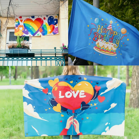 Custom Flag 3x5 Ft Custom Flags with Photo/Text/Logo, Personalized Flag Funny Tapestry Poster Banners for Clubs Concerts Bars University Dormitories Living Rooms Bedrooms