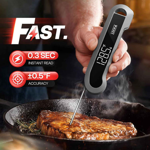 0.3 Sec Instant Read Meat Thermometer Digital for Cooking, Grey