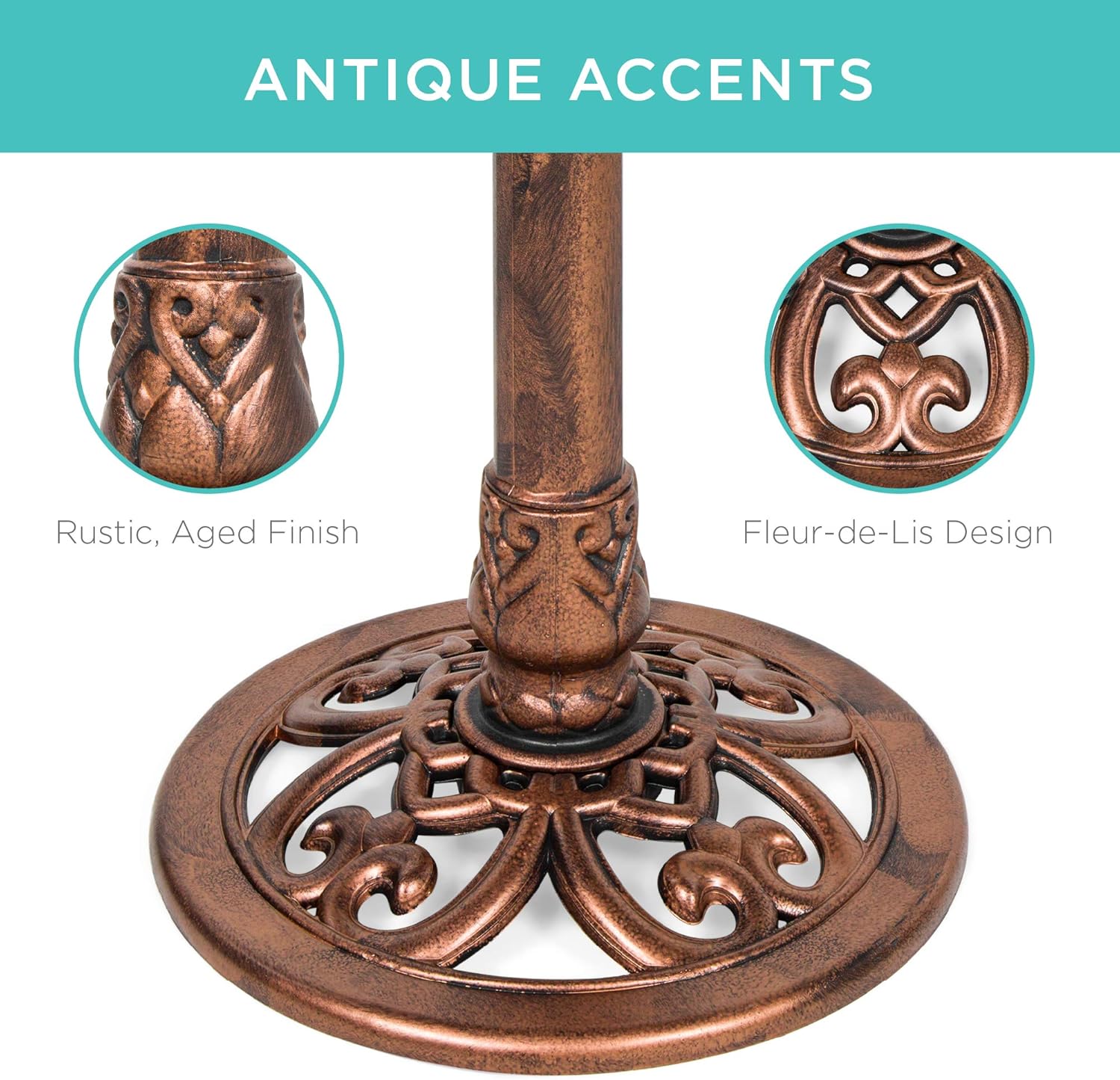 Best Choice Products Bird Bath, 28in Outdoor Resin Pedestal - Copper