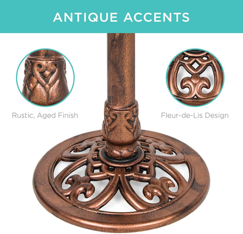 Best Choice Products Bird Bath, 28in Outdoor Resin Pedestal - Copper