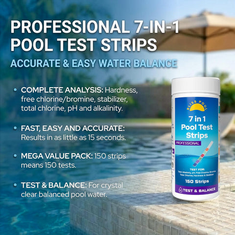 Pool Test Strips with App 7 in 1 (150 Strips) Easy & Accurate Testing