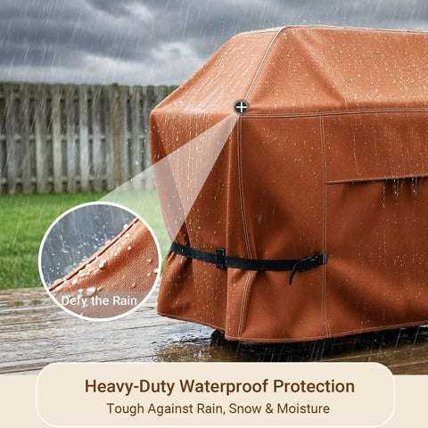 NettyPro Grill Cover Heavy Duty Waterproof 72 inch, Outdoor 3-5 Burners Gas BBQ Cover for Outside Weber, Char-Broil, Brinkmann, Nexgrill Large Barbecue, Brown
