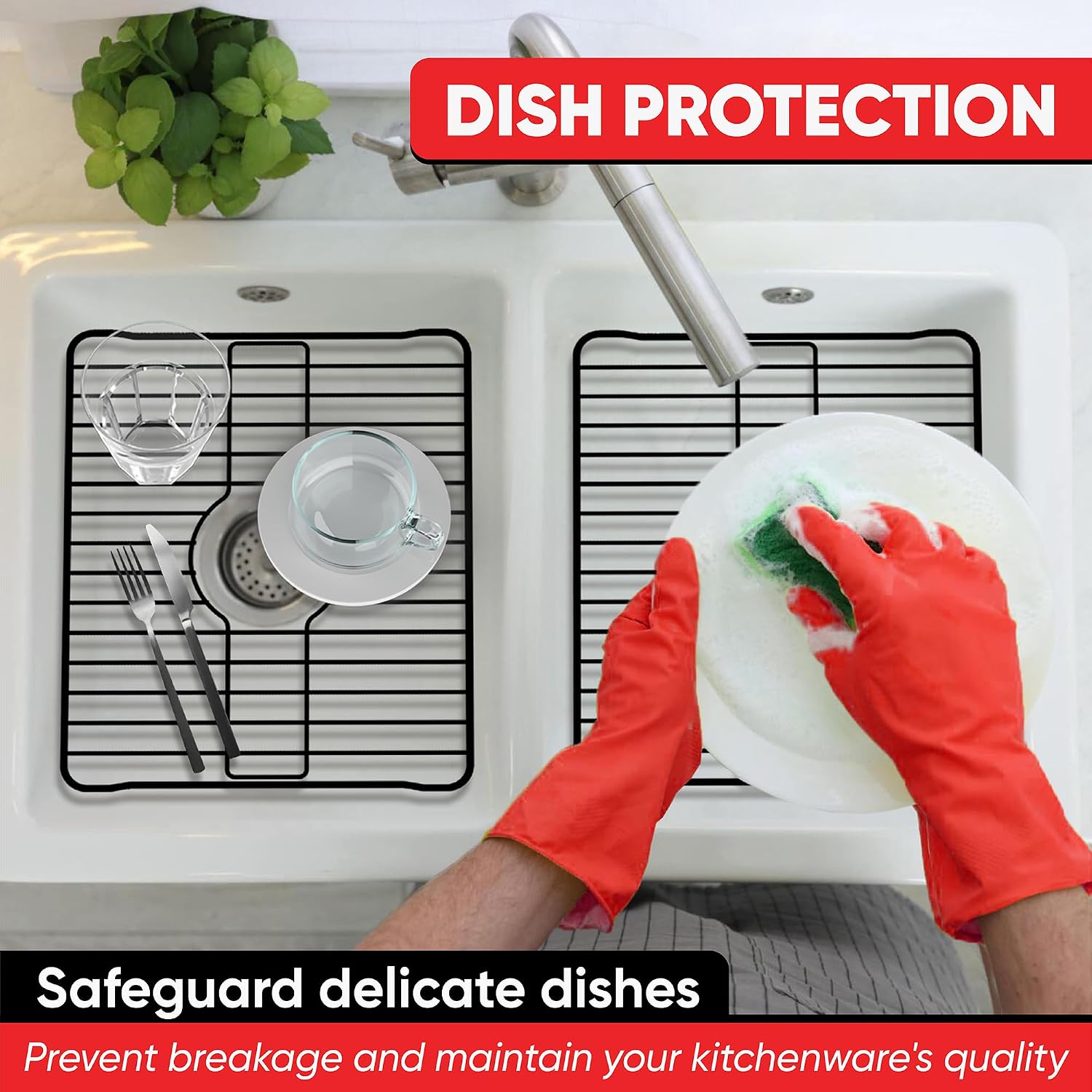 Better Houseware Sink Protectors for Kitchen Sink, Protective Metal Grid, 12x10.25x1 inches, Almond Kitchen Sink Mat to Shield Sink Base from Scratches, Rust-Resistant Coating, 2 pack, S
