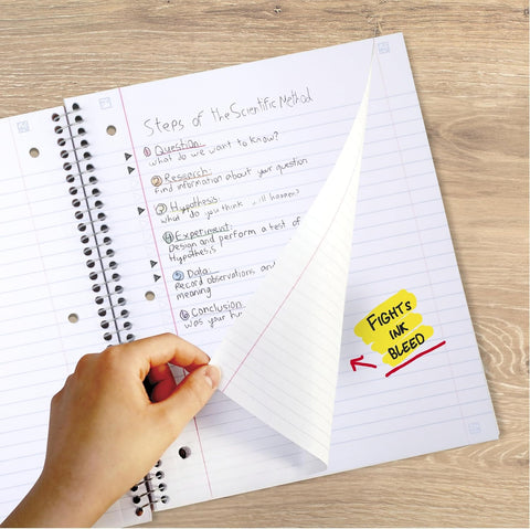 Five Star Spiral Notebook + Study App, 5 Subject, Wide Ruled Paper, 8" x 10-1/2", 200 Sheets, Fights Ink Bleed, Water Resistant Cover, Fire Red (72041)
