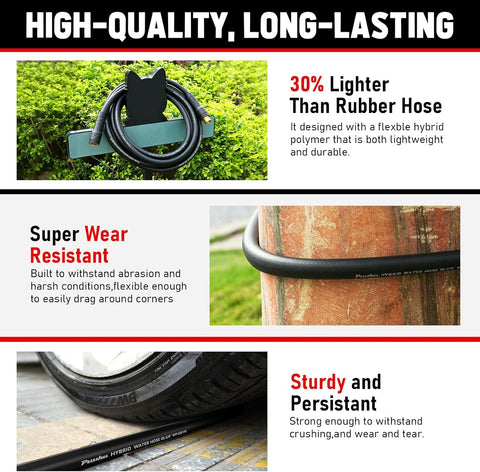 Garden Hose 100ft x 5/8", NON-EXPANDABLE Heavy Duty Premium Flexible Hose