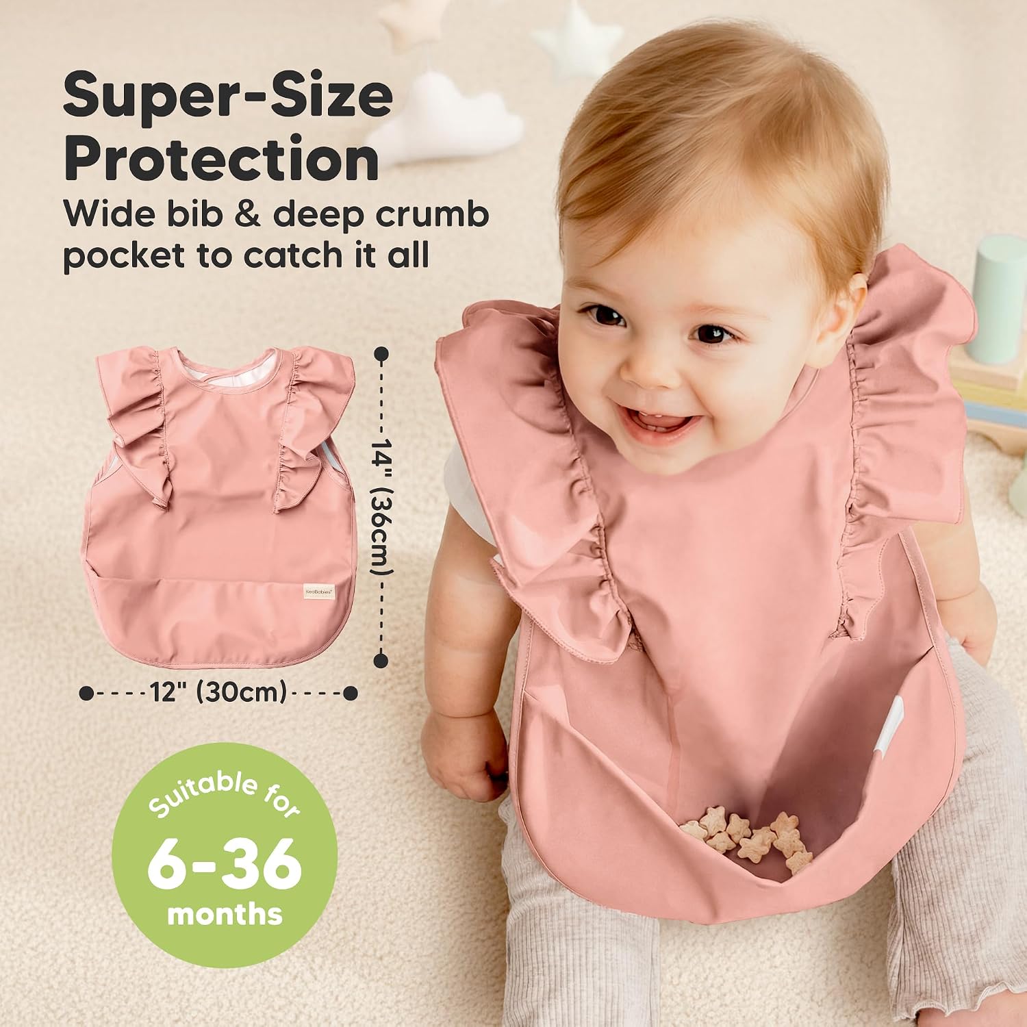 KeaBabies Waterproof Bibs for Baby Girl,Boy, 2-pk Lightweight (Dusk)