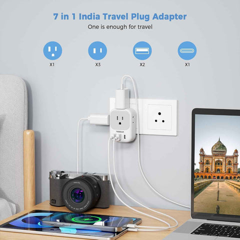 TESSAN India Plug Adapter 2 Pack, Type D Travel Adapter