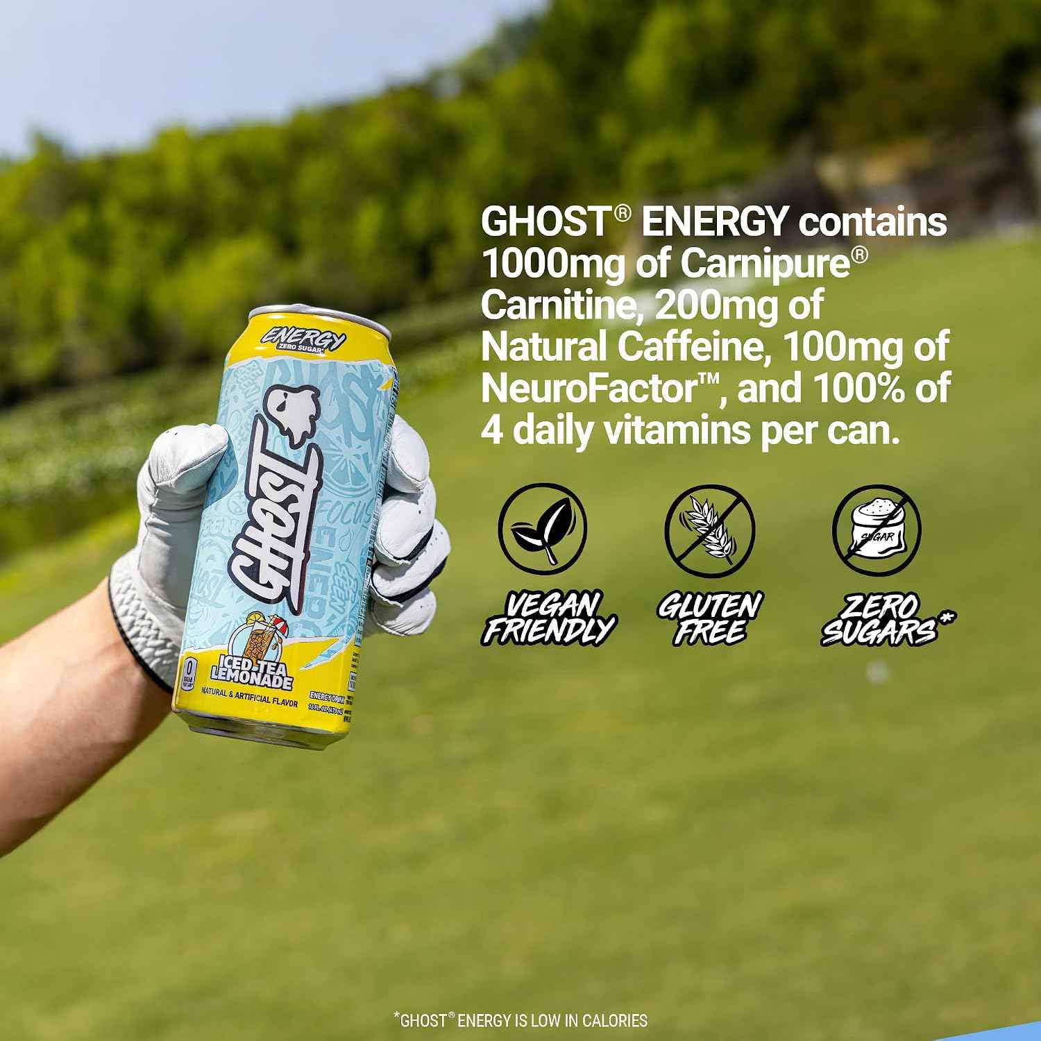 GHOST Energy Drink, Zero Sugars, 12-Pack, Iced Tea Lemonade, 16oz