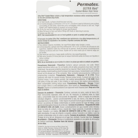 Permatex 81630 Ultra Red High Temperature Gasket Maker, 3 oz