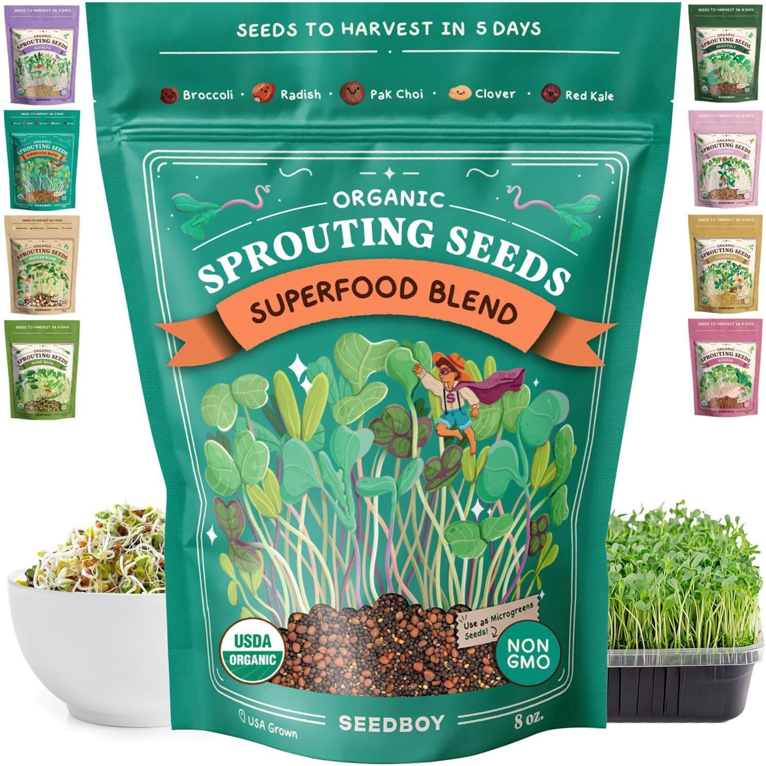 Seedboy Organic Non-GMO Sprouting Seeds (Superfood Blend)