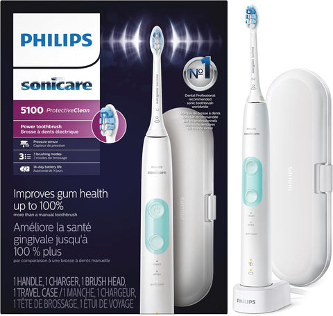 Philips Sonicare 5100 Rechargeable Electric Toothbrush, 1 Brush Head, White