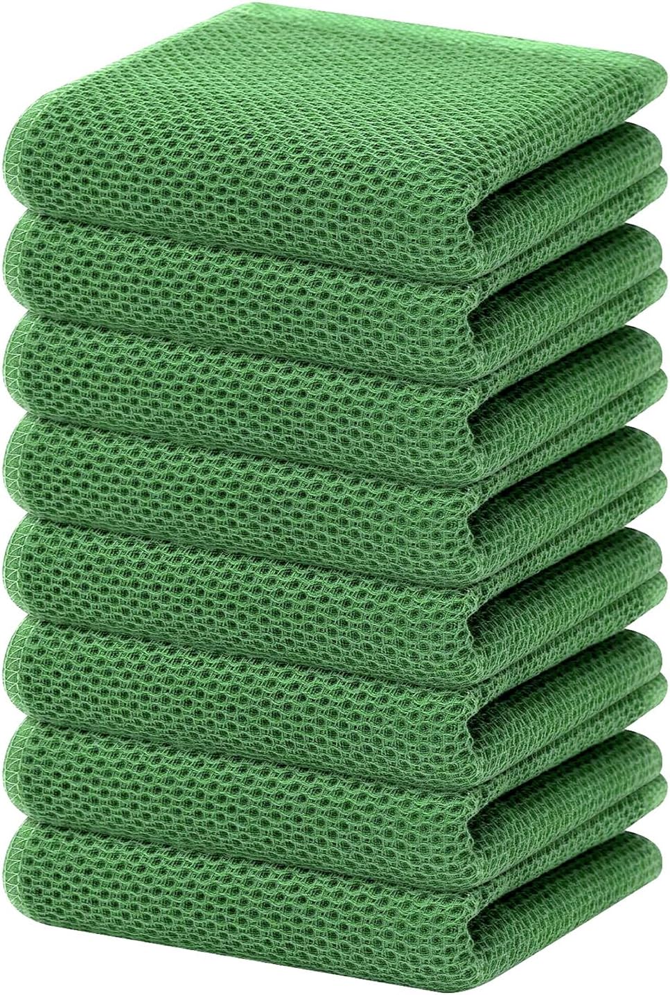 Homaxy 100% Cotton Waffle Weave Kitchen Dish Towels 8-Pack, Grass Green