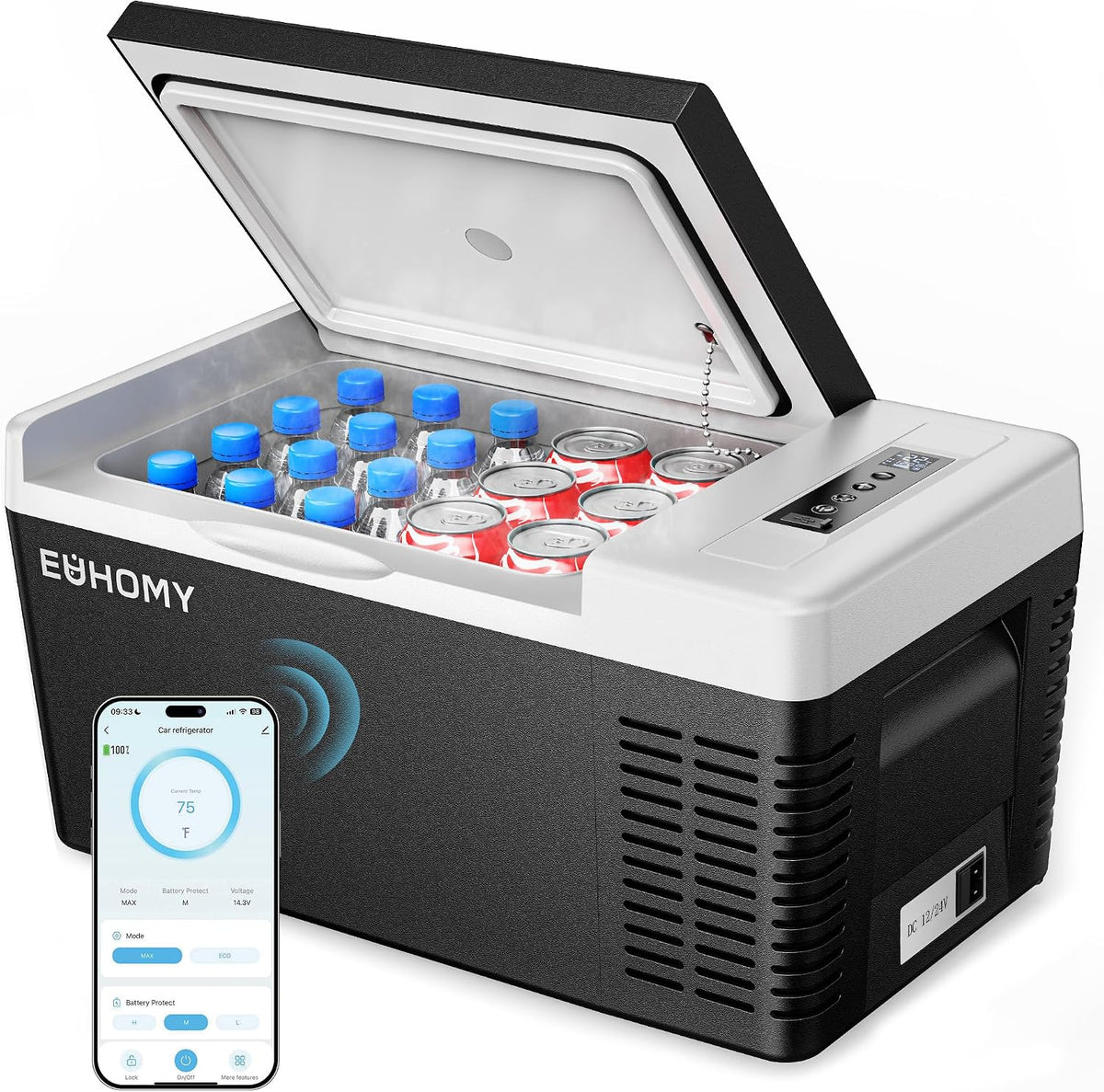 EUHOMY 19qt 12 Volt Refrigerator, -4℉~68℉ Electric Cooler for Car