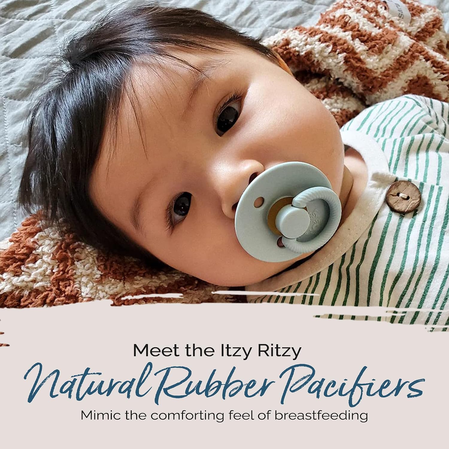 Itzy Ritzy Natural Rubber Pacifiers for 0–6 Mos, Set of 2 (Harbor & Coast)