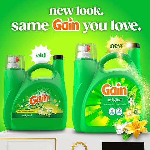 Gain Liquid Laundry Detergent, Freshness, Odor Defense, High Efficiency Washing Machine Liquid Laundry Soap, Original Scent, 132 fl oz, 100 Loads (Packaging May Vary)