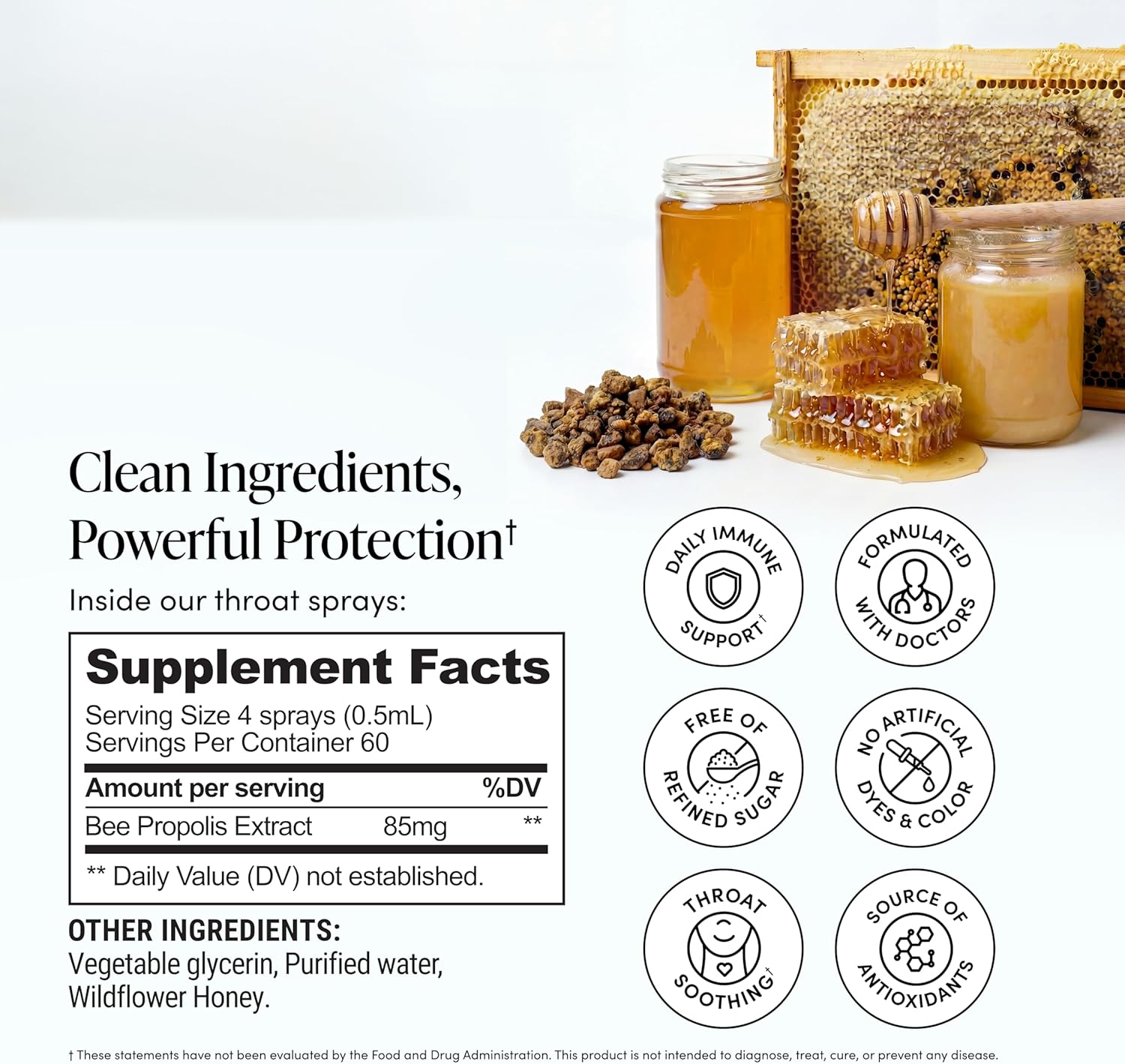 Beekeeper's Naturals Propolis Throat Spray for Daily Immune Support 1oz 2pk