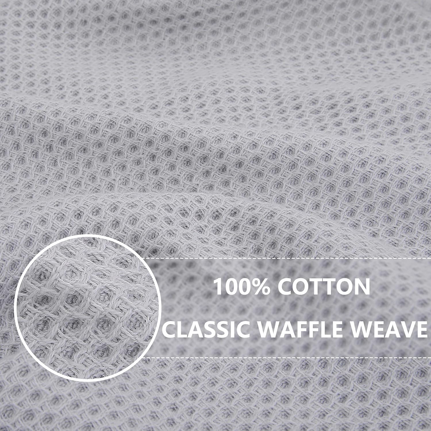 Homaxy 100% Cotton Waffle Weave Kitchen Dish Cloths 8-Pack, Light Gray