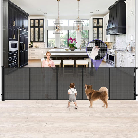 Reinforced 42" Tall 120" Wide Retractable Baby Gates for Large Openings