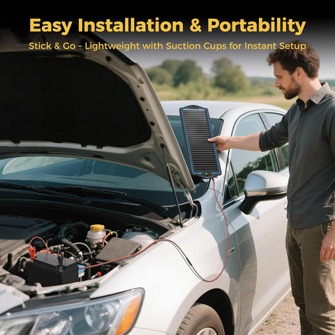 SUNAPEX 12V Solar Battery Charger Trickle Maintainer Kit for Car
