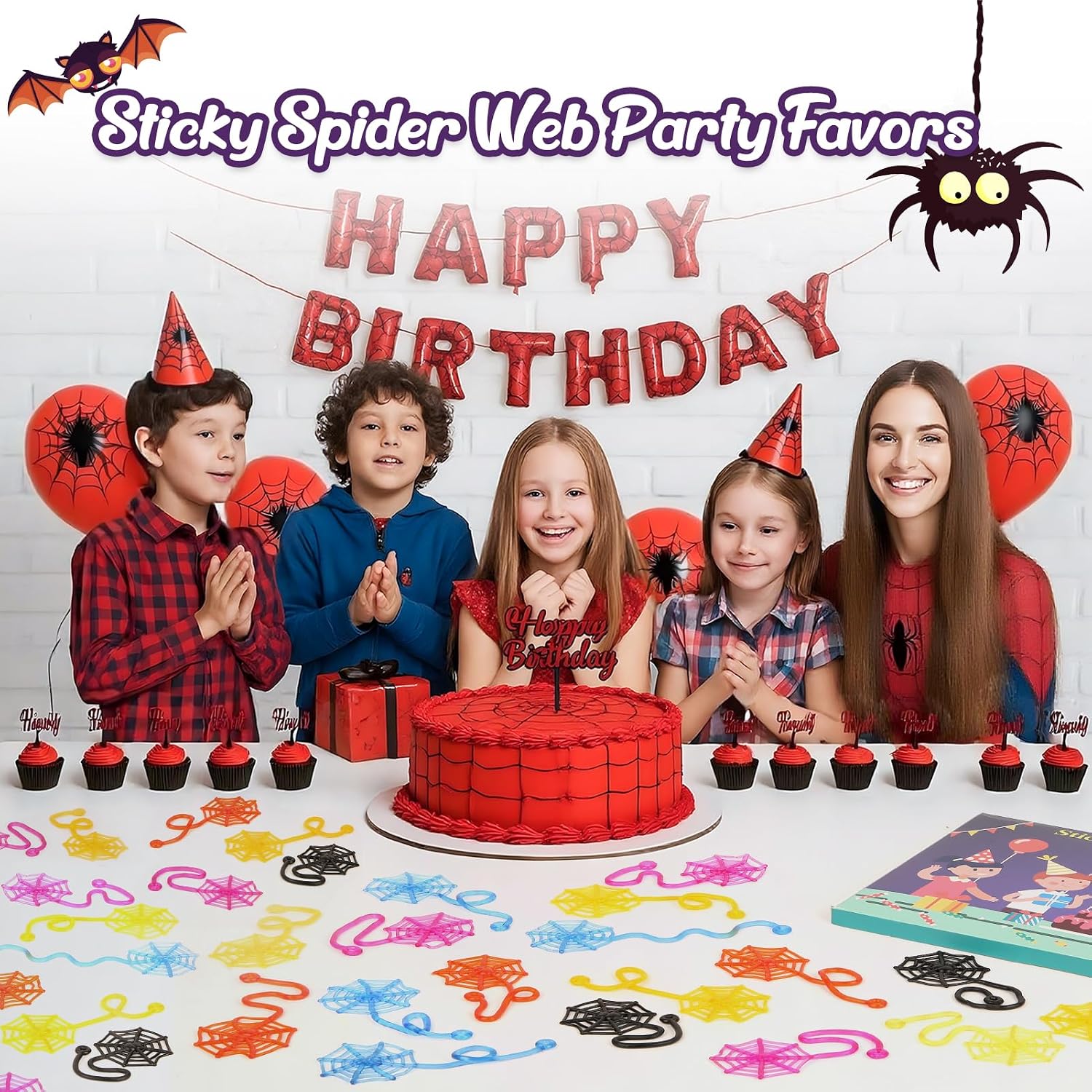 30 Pcs Sticky Spider Web Sticky Hands for Kids Bulk Halloween Party Favors Decorations,Spider Webs for Classroom Prizes Halloween Gifts Goodie Bags Stuffers Pinata Stuffers for Boys Girl