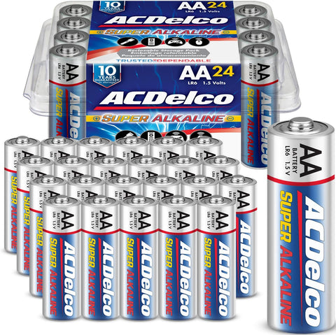 ACDelco 24-Count Double AA Batteries, Maximum Power Super Alkaline Battery for Home and Office, 10-Year Shelf Life, Reclosable Packaging