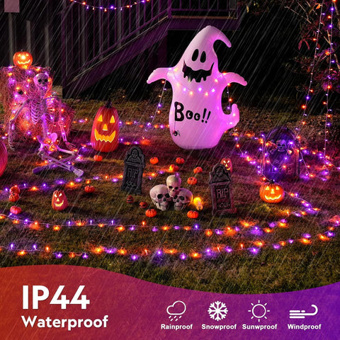 JMEXSUSS 400LED Orange and Purple Halloween Lights Indoor Outdoor