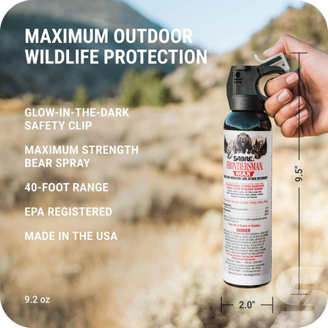 SABRE Frontiersman MAX Bear Spray, EPA Registered for 9 Animal Species