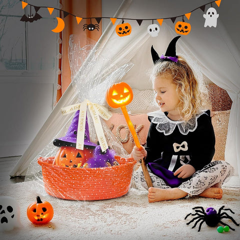 CHICVITA Halloween Basket for Gifts, Boo Basket for Gift Empty,Orange